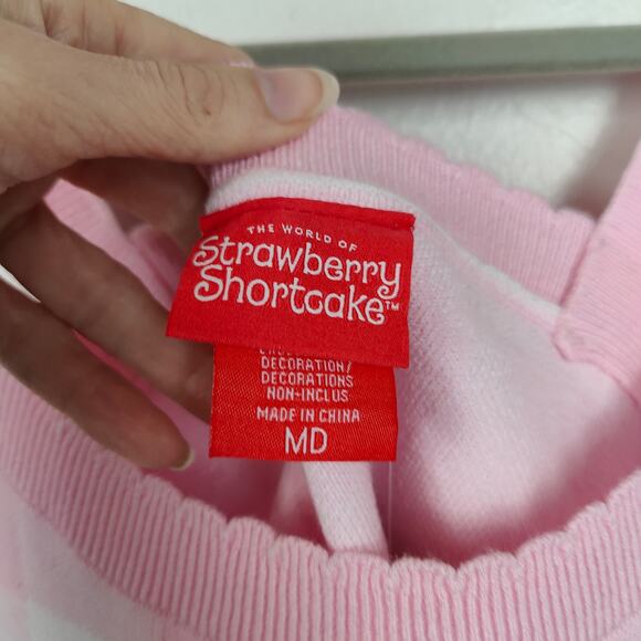 Hot Topic Strawberry Shortcake Knit Tank Top Womens Medium White Pink Gingham - Picture 6 of 9